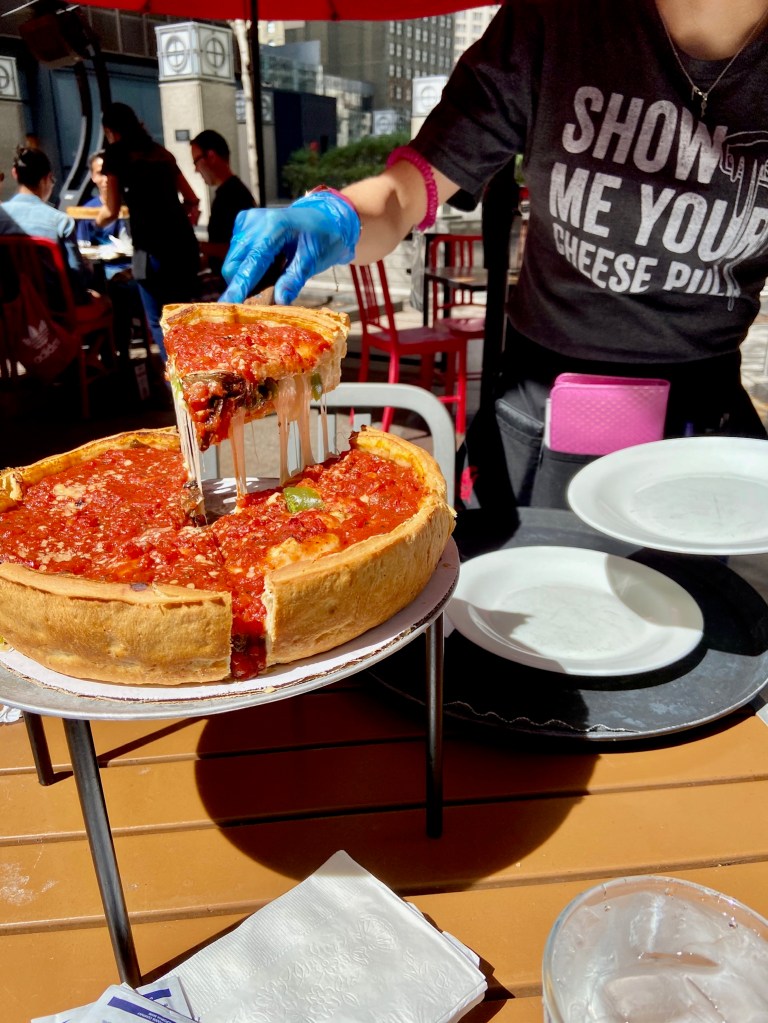 Our waitress asked if we wanted a photo of the pizza... I said Yes, cheese!