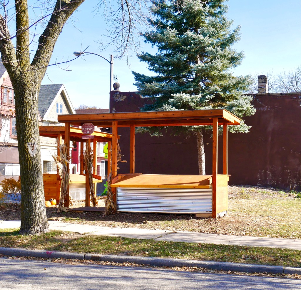 The Oasis market is held at the park across the street from Triciclo